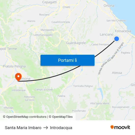 Santa Maria Imbaro to Introdacqua map