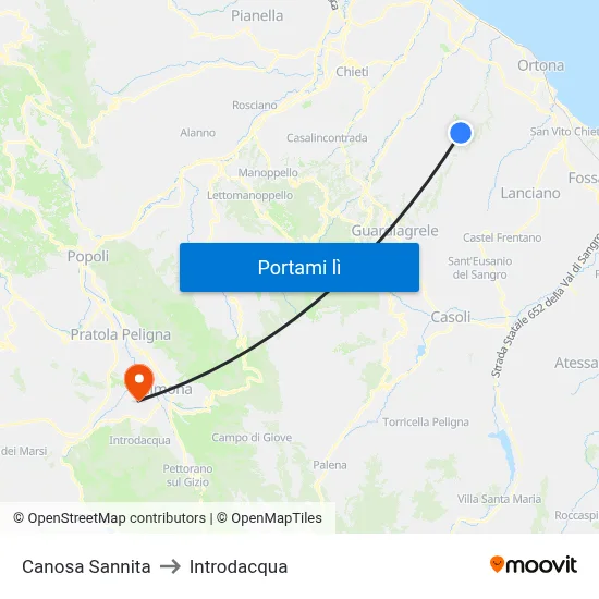 Canosa Sannita to Introdacqua map