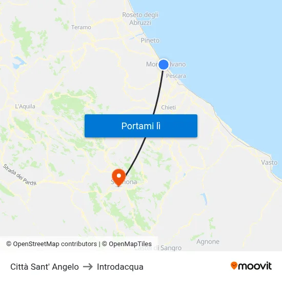 Città Sant' Angelo to Introdacqua map
