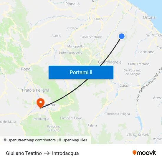 Giuliano Teatino to Introdacqua map
