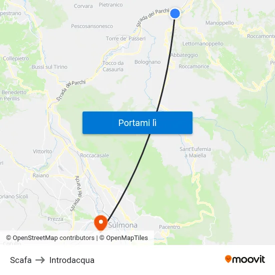 Scafa to Introdacqua map