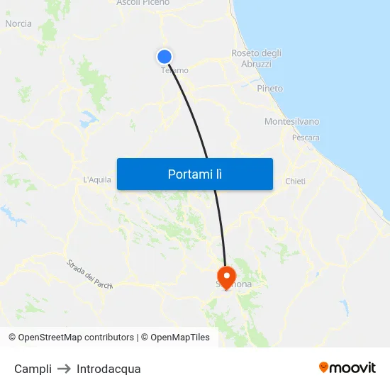 Campli to Introdacqua map