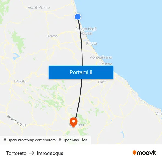 Tortoreto to Introdacqua map
