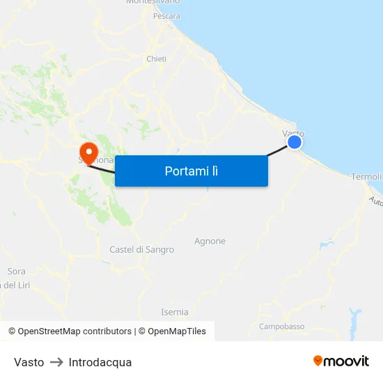 Vasto to Introdacqua map
