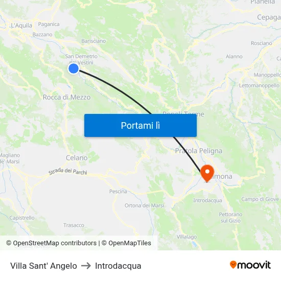 Villa Sant' Angelo to Introdacqua map