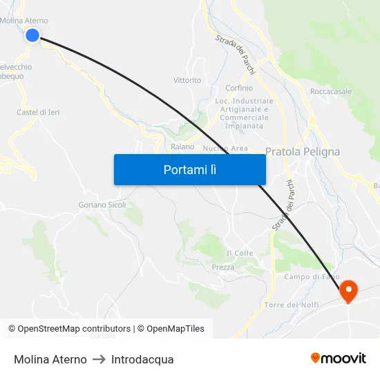 Molina Aterno to Introdacqua map