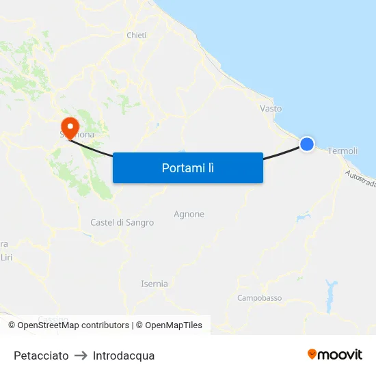 Petacciato to Introdacqua map