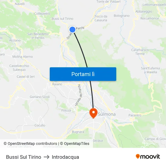 Bussi Sul Tirino to Introdacqua map