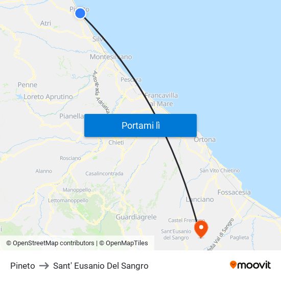 Pineto to Sant' Eusanio Del Sangro map