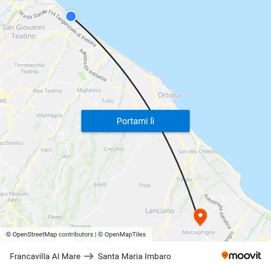 Francavilla Al Mare to Santa Maria Imbaro map