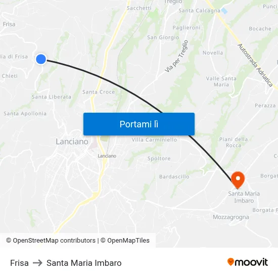 Frisa to Santa Maria Imbaro map
