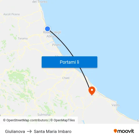 Giulianova to Santa Maria Imbaro map