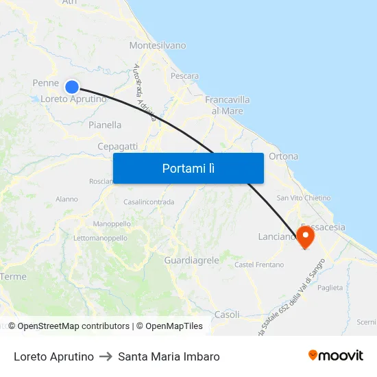 Loreto Aprutino to Santa Maria Imbaro map