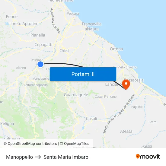 Manoppello to Santa Maria Imbaro map
