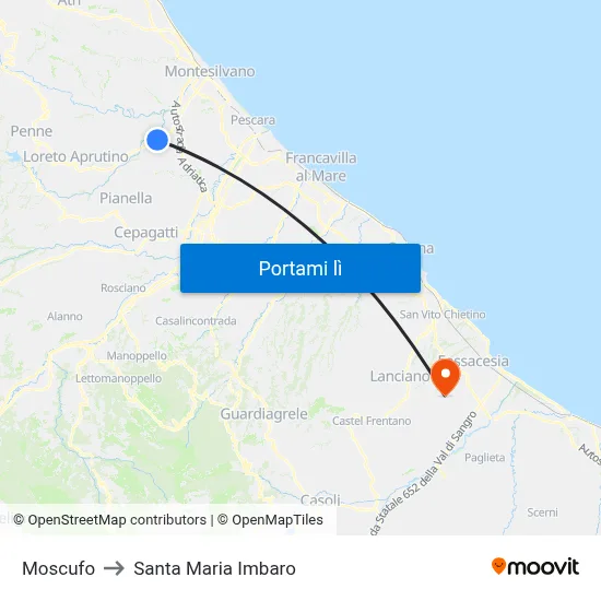 Moscufo to Santa Maria Imbaro map
