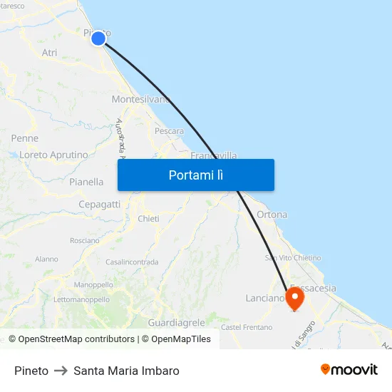 Pineto to Santa Maria Imbaro map
