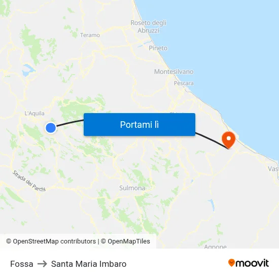 Fossa to Santa Maria Imbaro map