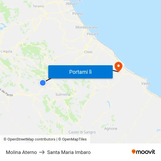 Molina Aterno to Santa Maria Imbaro map