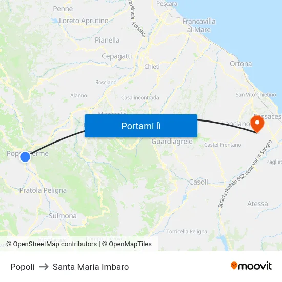 Popoli to Santa Maria Imbaro map