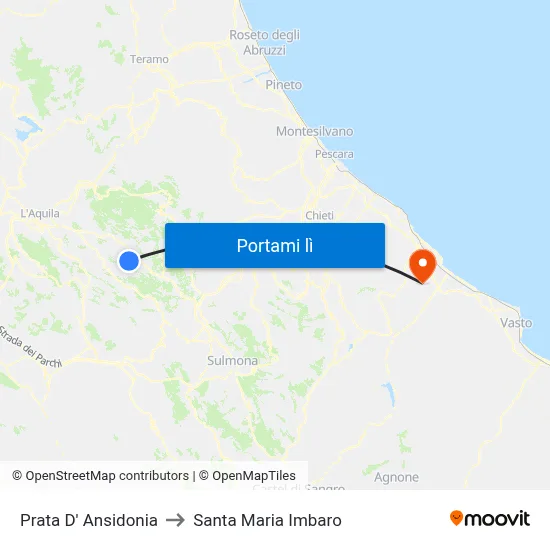 Prata D' Ansidonia to Santa Maria Imbaro map