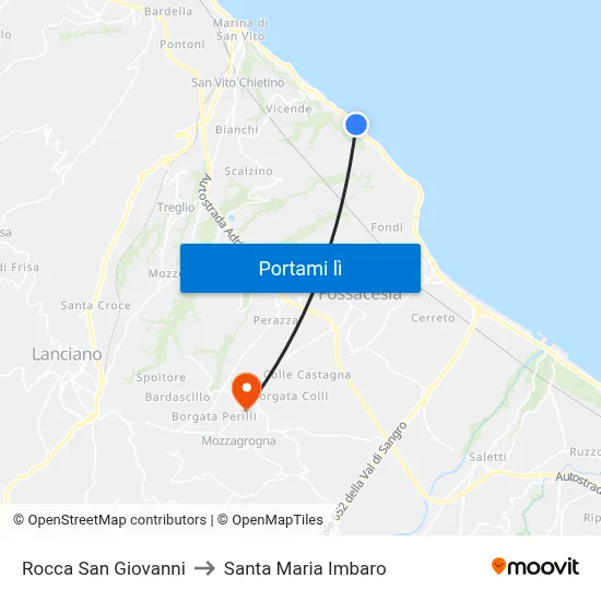 Rocca San Giovanni to Santa Maria Imbaro map