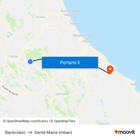 Barisciano to Santa Maria Imbaro map