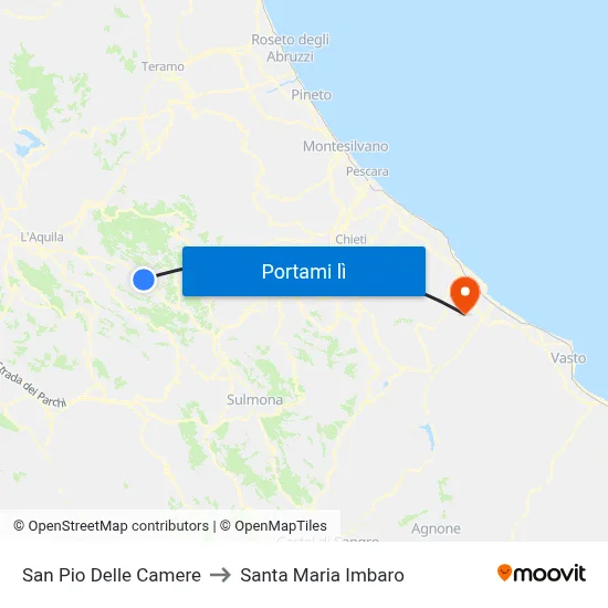 San Pio Delle Camere to Santa Maria Imbaro map