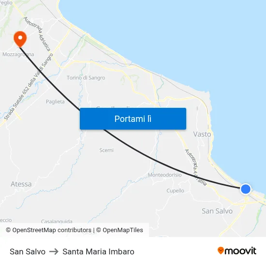 San Salvo to Santa Maria Imbaro map