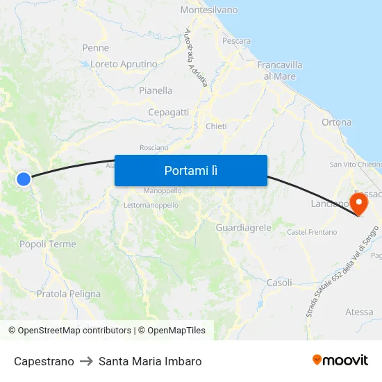 Capestrano to Santa Maria Imbaro map