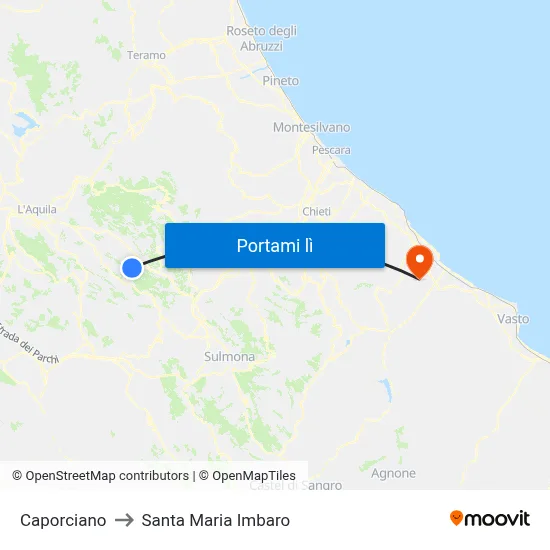 Caporciano to Santa Maria Imbaro map