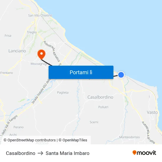 Casalbordino to Santa Maria Imbaro map
