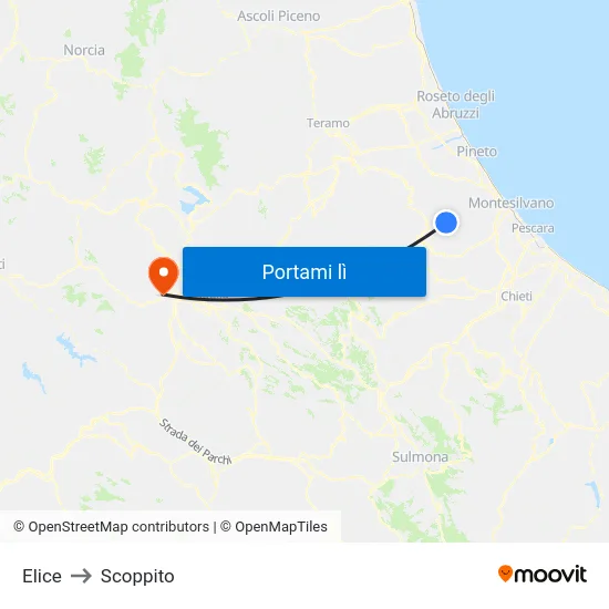 Elice to Scoppito map