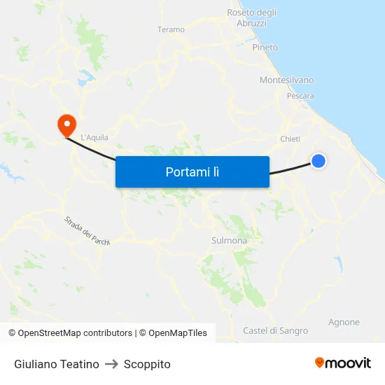 Giuliano Teatino to Scoppito map