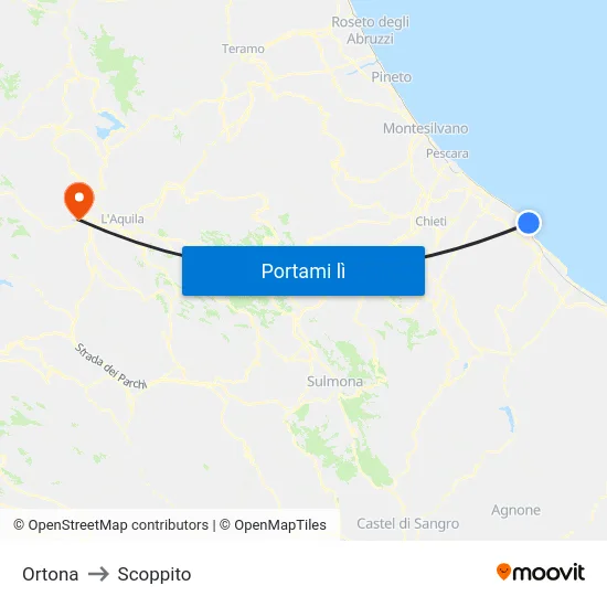 Ortona to Scoppito map
