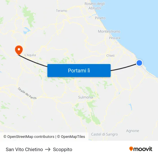 San Vito Chietino to Scoppito map
