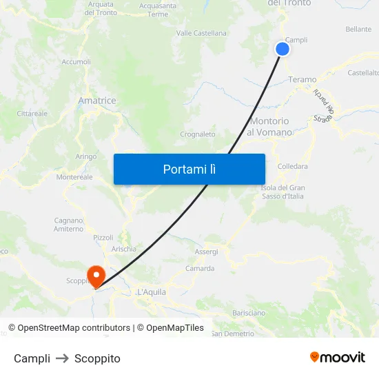Campli to Scoppito map