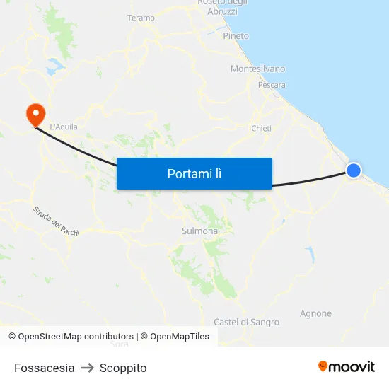 Fossacesia to Scoppito map