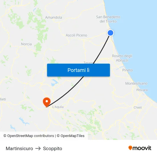 Martinsicuro to Scoppito map