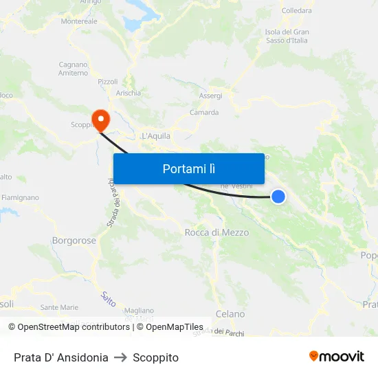 Prata D' Ansidonia to Scoppito map