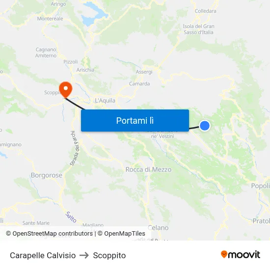 Carapelle Calvisio to Scoppito map