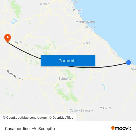 Casalbordino to Scoppito map