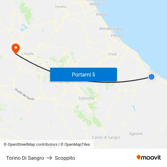 Torino Di Sangro to Scoppito map