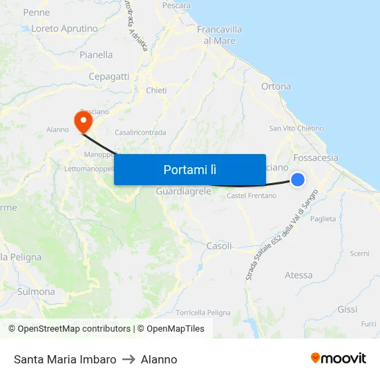 Santa Maria Imbaro to Alanno map