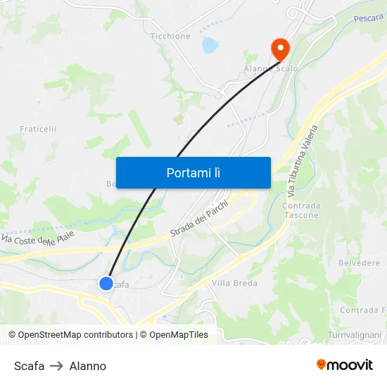 Scafa to Alanno map