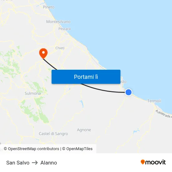 San Salvo to Alanno map