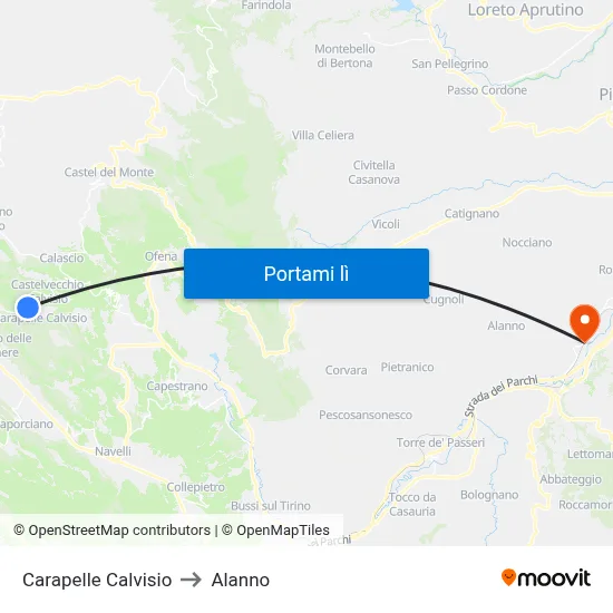 Carapelle Calvisio to Alanno map
