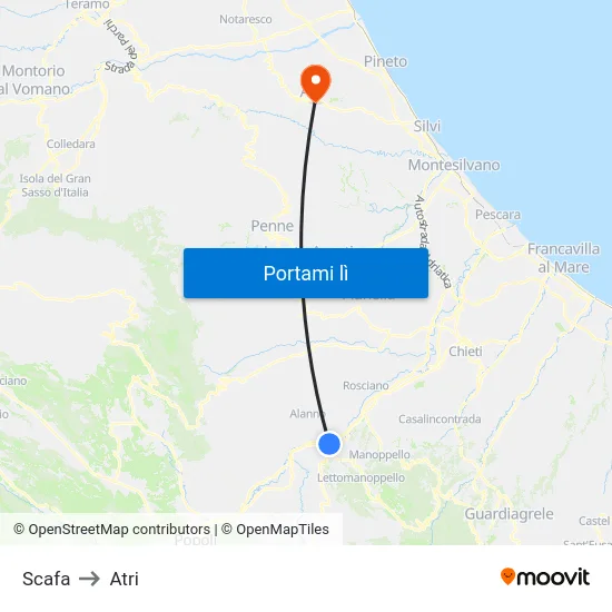 Scafa to Atri map