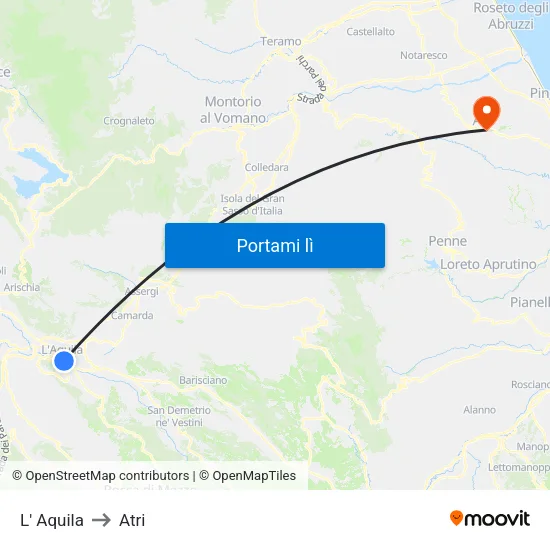 L' Aquila to Atri map