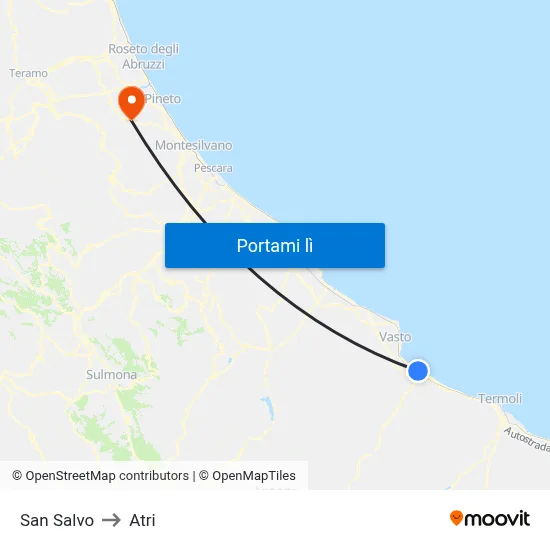 San Salvo to Atri map