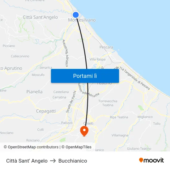 Città Sant' Angelo to Bucchianico map
